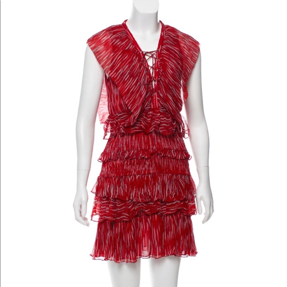 Iro red ruffle dress